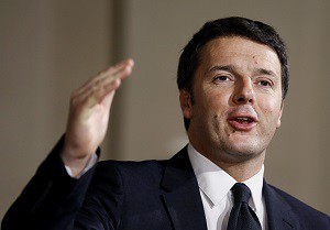 Matteo Renzi, Italy's incoming prime minister, speaks during a news conference to announce the names of the cabinet ministers that will form Italy's new government at the Quirinale Palace in Rome, Italy, on Friday, Feb. 21, 2014. Renzi named a 16-member cabinet, with the finance ministry going to Pier Carlo Padoan, chief economist of the Organization for Economic Cooperation and Development. Photographer: Alessia Pierdomenico/Bloomberg *** Local Caption *** Matteo Renzi